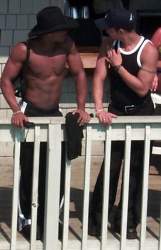 A couple of cuties by the pool - particularly the guy on the left, yumm!