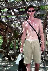 Walking through Central Park after a hot afternoon's shopping expedition