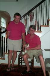 Kevin and David (they don't always dress alike!), with Keith hiding behind the banister