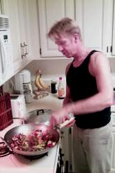 Michael cooking up a stir-fry