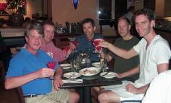 David, Kevin, Dennis, Jerry and I drink our Hurricane Dennis martinis