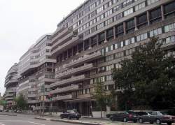 Driving past the Watergate apartments, with Jason at the wheel