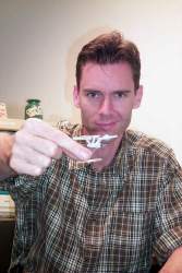 Playing Captain Kirk with my colleagues Star Trek models