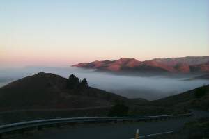 First sight of "my hill" (to the left) - free of fog!