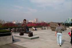 The fourth floor roof garden at the Met, with the Fall colors on the trees in Central Park