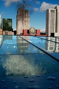 Post-rain blue skies at the Metreon Center