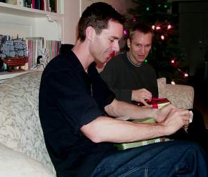 Exchanging gifts with Brett