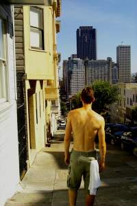 Heading homeward, downhill back to the Financial District