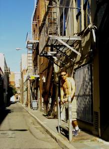 Down another quiet street, the backsides of restaurants and antique stores.