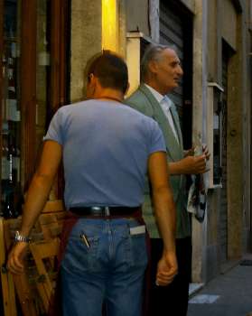 Cute waiter - his bum, anyway, and funny old man singing "La Vie en Rose"