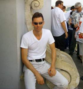 Resting at the top, after the climb.