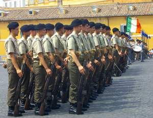 The soldiers and the military band
