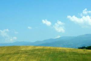 The Italian countryside seen from the train
