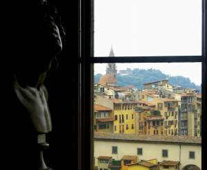 Looking out of the window down towards the Arno