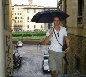 Exploring the streets in the rain