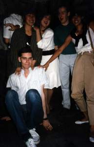 Yes that is me on the bottom left, with a bunch of my international friends - London, Summer 1986, age 21. Incredibly skinny
and smiling with my mouth closed out of embarrassment (one of my front teeth had gradually receded into my gums due 
to a childhood accident.)