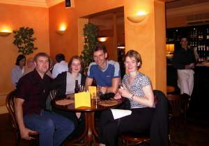 Paul, Kirstie, me and Sally at dinner.