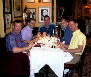 At brunch in Rules with Davids 1 and 2, on the left, and Jeff and Kelvin on the right.