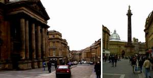 The famous Georgian streets of Newcastle on the left; on the right, the monument to Earl Grey (yes,
THE Earl Gray)