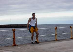 I had so much energy today, more than at any time in the last three weeks. So I ran some of it
off once I got back to the hotel, running first out along the massive stone pier, which is
about a mile in length, and then along the wet sand of the beach.