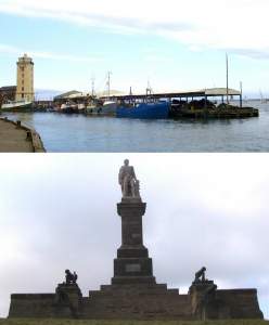 The fishquay in Tynemouth (top), and Collingwood's Monument (bottom)