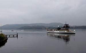 The 19th century steam ferry, Tern, pulls in.
