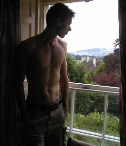 Looking out into the garden of my hotel, with the hillsides of Bath in the distance.