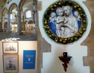 Inside the Cathedral. I was lucky that the Royal Society of Marine Artists were exhibiting
their annual show in the Cathedral right now. The works were all for sale - I know what I'm
going to save up my money for now: I have a "thing" about Napoleonic-era warships,
in case you didn't realize :)