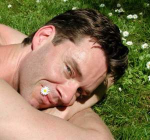 Keith with the daisies