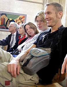Listening to the orchestra in the cathedral.