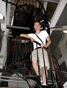 Climbing up into the dome.