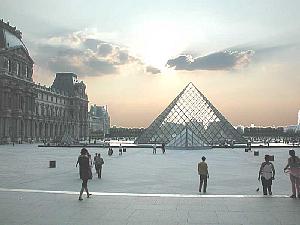 The Louvre Pyramide near dusk