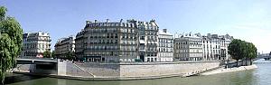 A composite photo of classic Paris flats lining the Seine