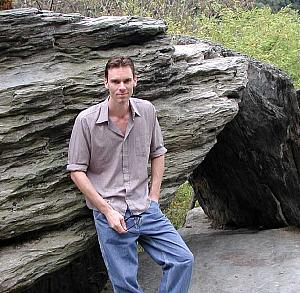 Leaning against Jefferson Rock, which overlooks the Shenandoah