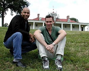 The mansion in the background.