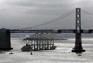 Huge crane passing under the Bay Bridge the other day. They closed down the bridge just in case.