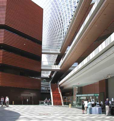 Part of the interior, with the actual concert hall on the left.