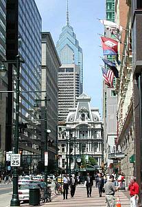 Looking west towards City Hall and Liberty Place