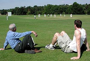 Watching a cricket game in Harpenden