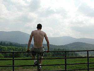 Enjoying the mountain scenery off Route 7