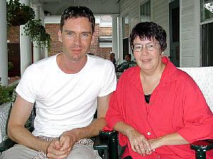 Meg and me at the Red Lion Inn, Stockbridge