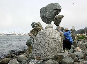 Every weekend, this old guy spends his daylight hours
balancing rocks on top of one another near the Presidio