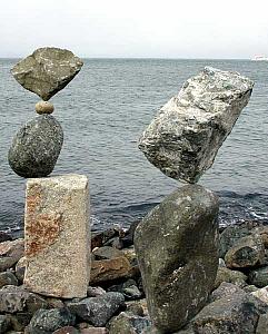 Closer-up view off the rock balancing.