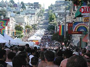 A view of the Castro Street Fair, looking up Castro Street