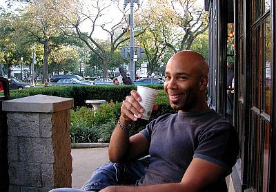 Shaun recouperating at my favorite cafe, the Starbucks in Dupont Circle