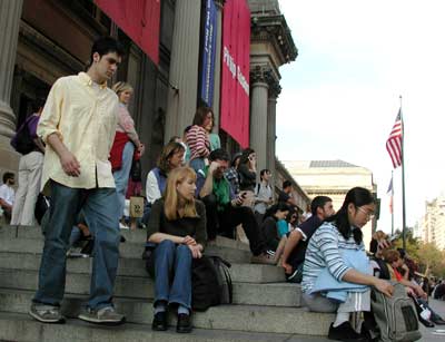 Enjoying the late afternoon warmth, outside the Metropolitan Museum