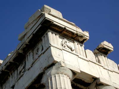 Architectural detail, high up on one corner.