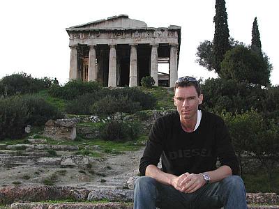 In the Ancient Agorra, with the Temple of Hephaestus behind me