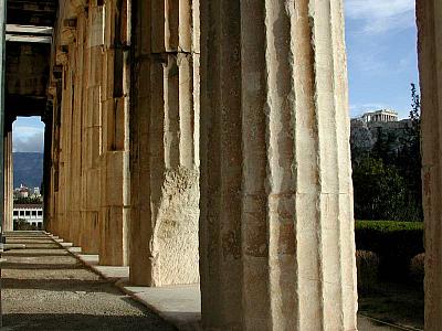 The Temple again, with the Acropolis just visible between the first two columns