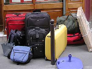 Our bags ready for loading into Jean Marc's cars - it looks like the bags for a large family. Or two gay men going on a cruise.